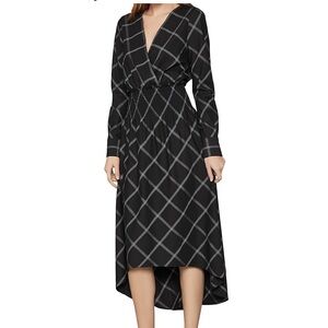 BCBGMaxAzria Black and White Windowpane Smocked Dress Medium